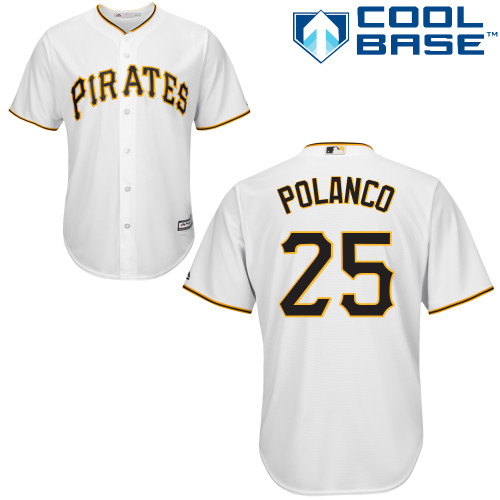 Pirates #25 Gregory Polanco White Cool Base Stitched Youth MLB Jersey - Click Image to Close